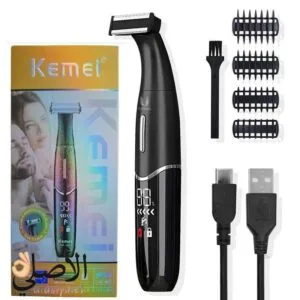 ماكينة حلاقة Kemei KM-1903 للجسم ضد الماء IPX5 بشاشة LED وشحن Type-C