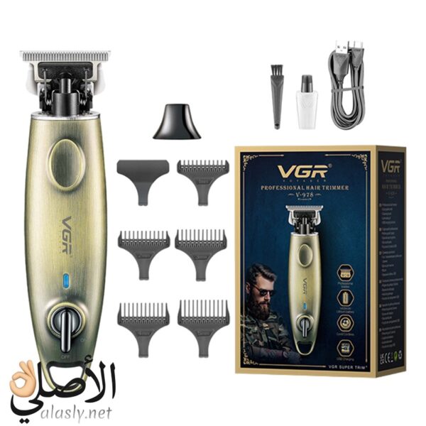 ⁦VGR V-978 ماكينة قص الشعر الاحترافية معدنية بمنفذ USB و5 أمشاط⁩ - الصورة ⁦1⁩