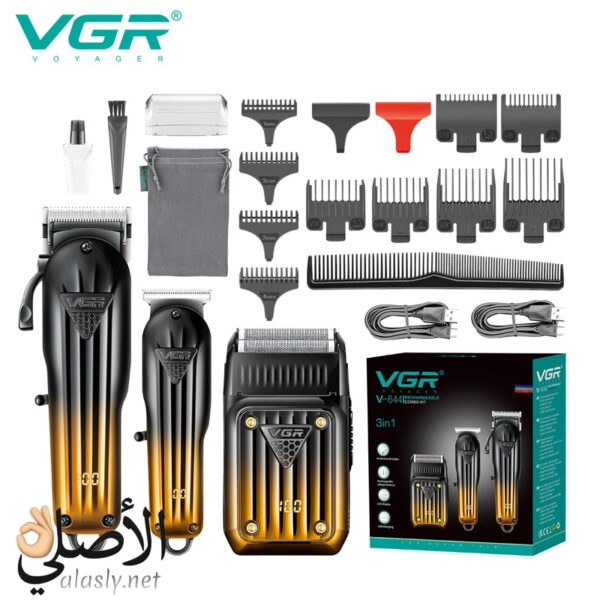 ماكينة حلاقة VGR V-644 احترافية 3×1 للرجال بشاشة LED وشحن USB-C
