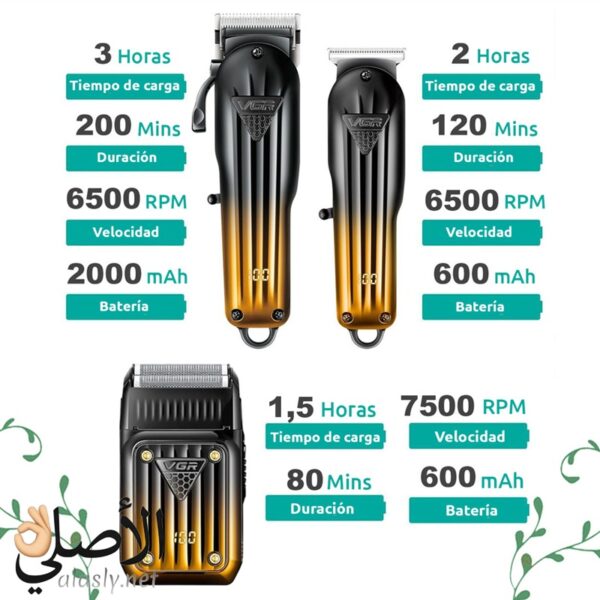 ماكينة حلاقة VGR V-644 احترافية 3×1 للرجال بشاشة LED وشحن USB-C