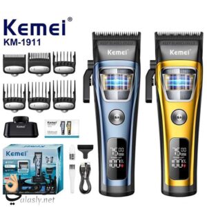 ماكينة حلاقة Kemei KM-1911 لاسلكية احترافية بشفرات فولاذية وبطارية 2500 mAh