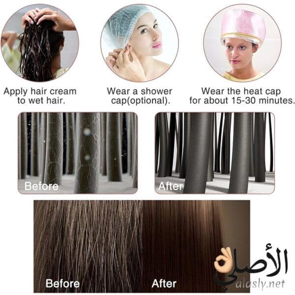 نتائج استخدام heat cap لترطيب الشعر التالف