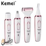 محتويات عبوة ماكينة إزالة الشعر Kemei KM-6713 مع كابل الشحن والملحقات