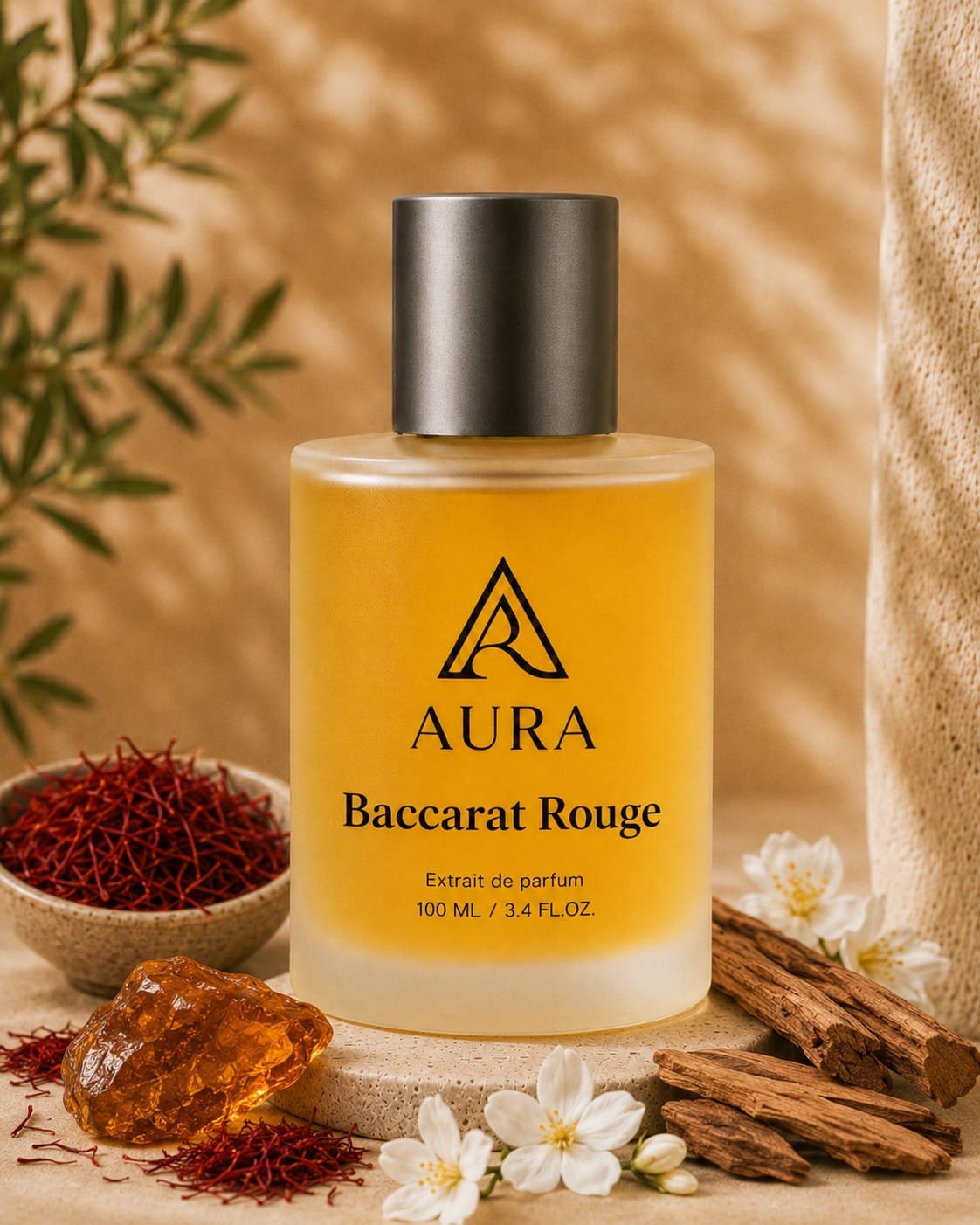 Baccarat Rouge 100 ML عطر أورا باكارات روج AURA Baccarat Rouge – عطر رجالي فاخر بنفحات الزعفران والعنبر والأخشاب - الصورة 1