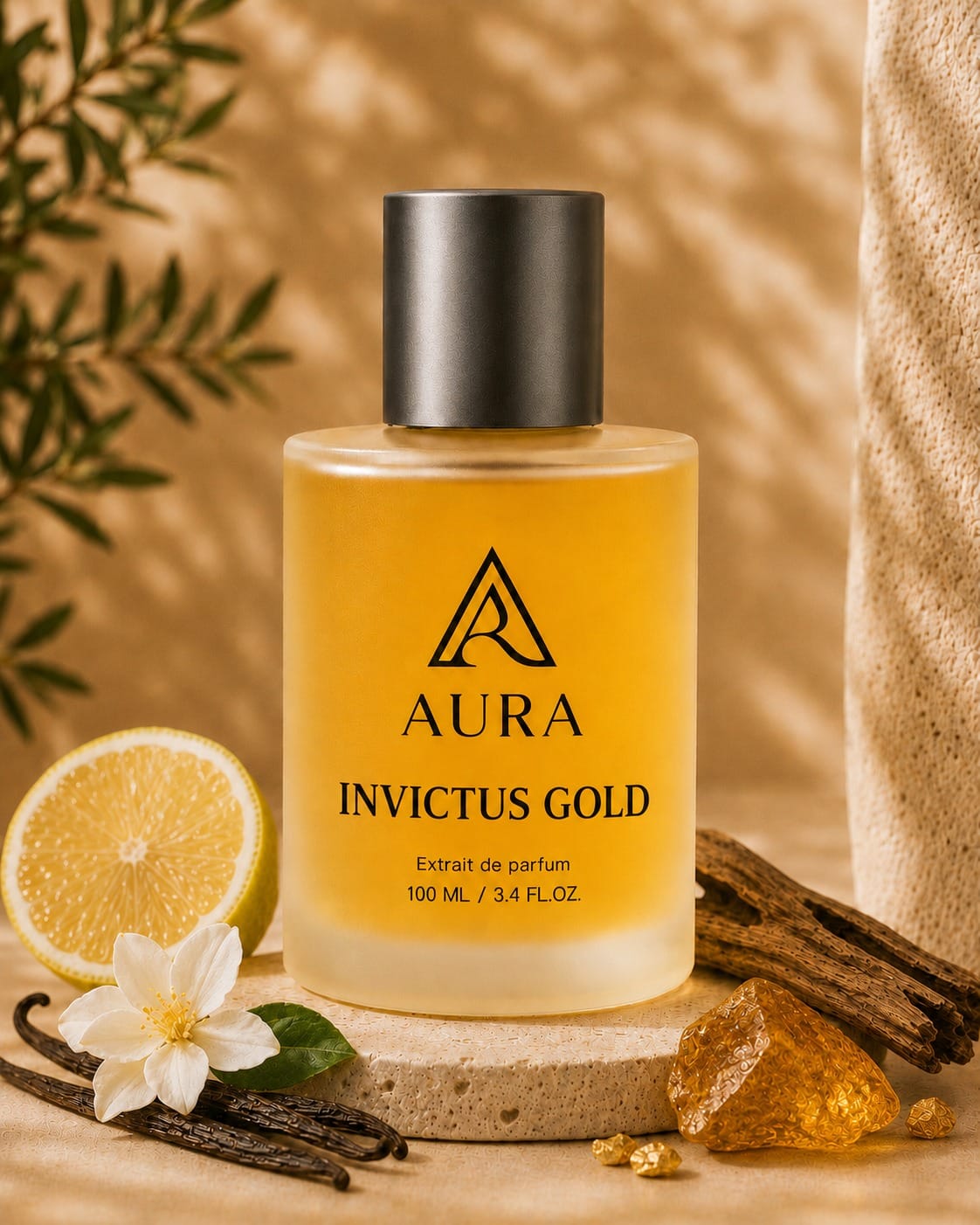 Invictus Gold 100 ML عطر أورا إنفيكتوس جولد AURA Invictus Gold – عطر رجالي فاخر بنفحات الفانيليا والحمضيات والأخشاب - الصورة 1