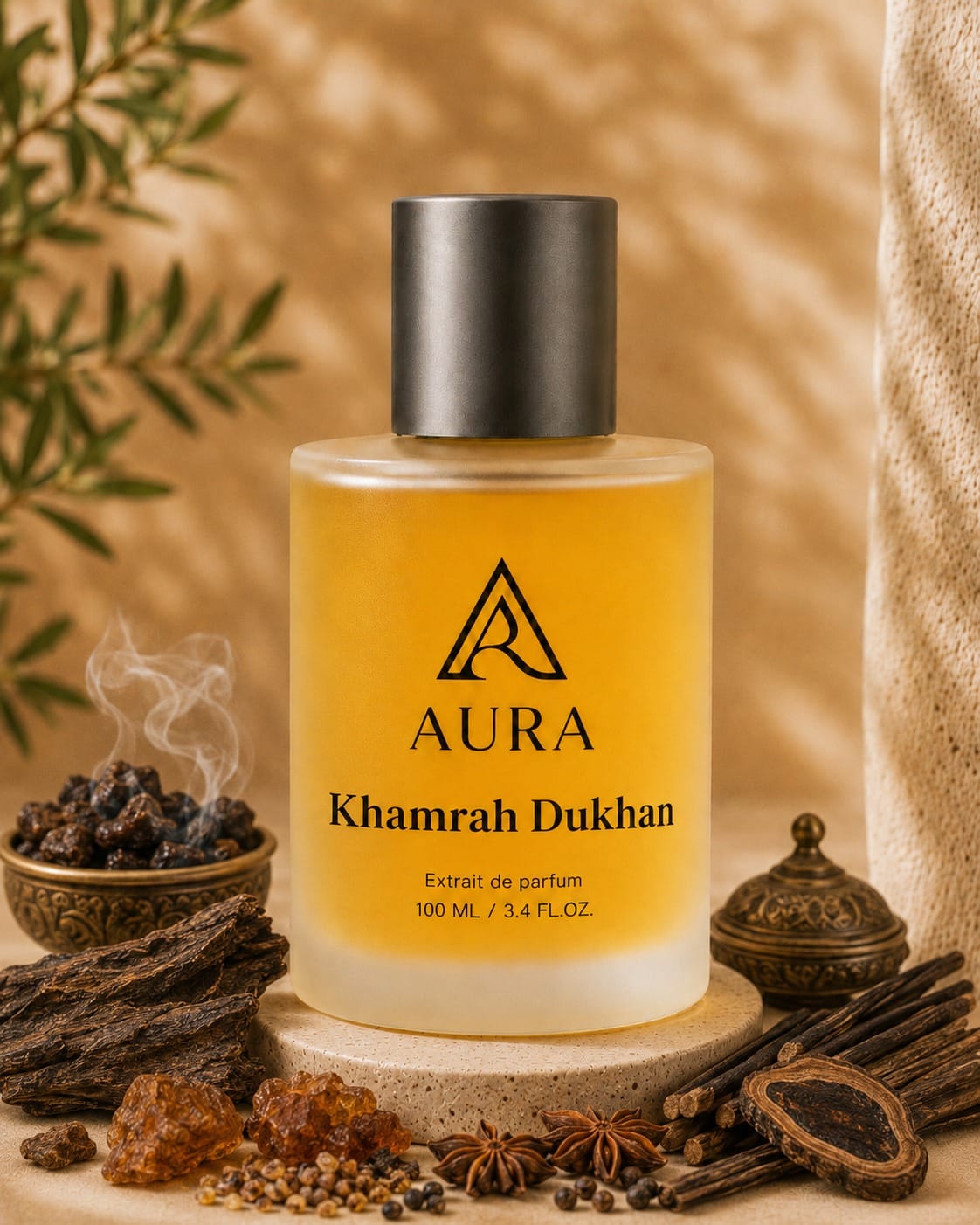 Khamrah Dukhan 100 ML عطر أورا خمرة دخان AURA Khamrah Dukhan – عطر رجالي فاخر بنفحات الأخشاب المدخنة والتوابل والعنبر - الصورة 1