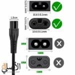 كابل شحن USB لماكينات الحلاقة بتصميم أسود وموصل ثنائي السنون للشحن