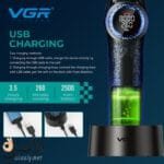 VGR ماكينة تحديد وتشذيب اللحية للرجال 977 أزرق بجسم معدني للاستخدام اليومي والاحترافي