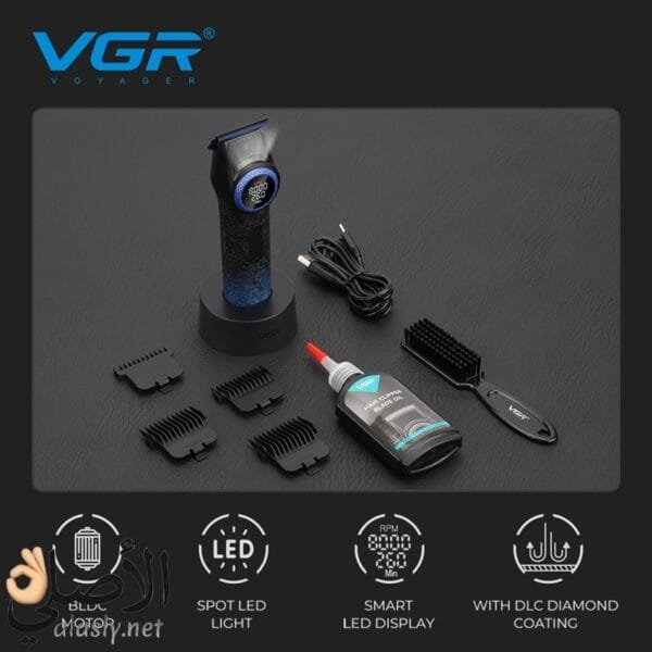 VGR ماكينة تحديد وتشذيب اللحية للرجال 977 أزرق مع العبوة وملحقات التحديد