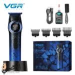 VGR ماكينة تحديد وتشذيب اللحية للرجال 977 أزرق بتصميم معدني وإصدار Blue Edition