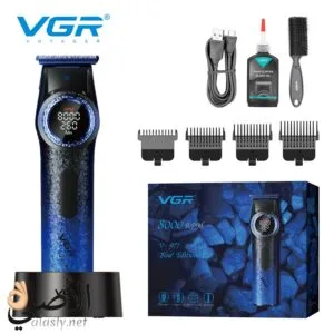 VGR ماكينة تحديد وتشذيب اللحية للرجال 977 أزرق بتصميم معدني وإصدار Blue Edition