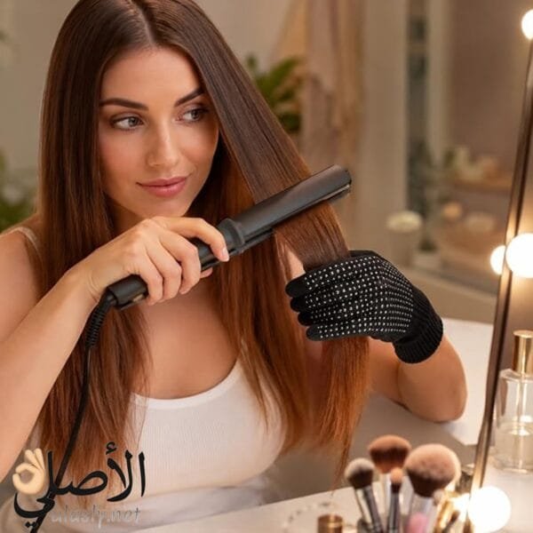 قفاز مقاوم للحرارة لتصفيف الشعر أثناء استخدام مكواة التجعيد لحماية اليد