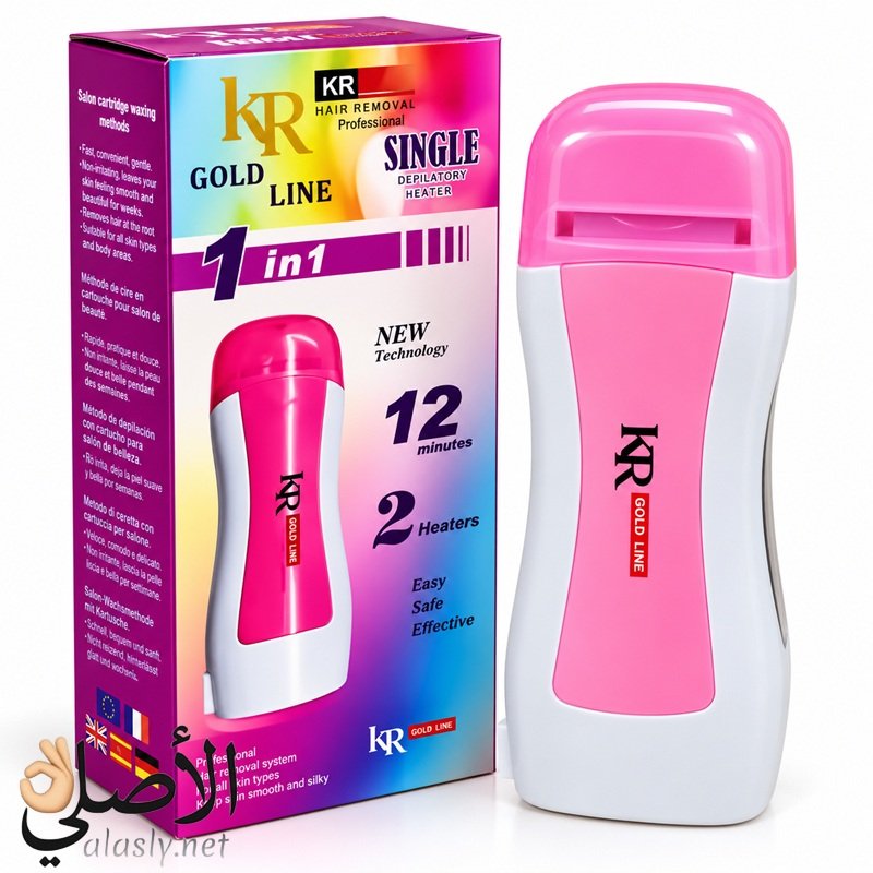 kr-gold-line-single-wax-heater جهاز شمع KR Gold Line 1 في 1 باللون الوردي والأبيض